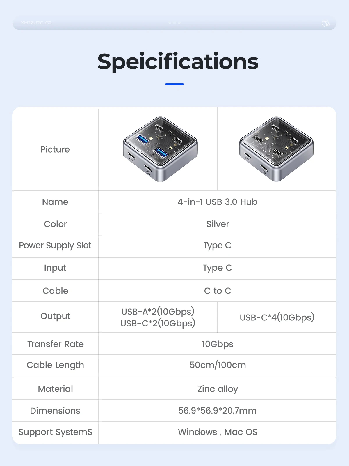 ORICO-4-in-1-USB32-Hub-Splitter-Typ-C-Dockingstation-XHJ2U2C-mit-USB-A--2-USB-C--2-2017705-9